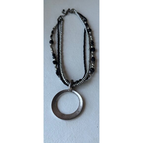 Women's Unbranded Black & Silver Fashion Jewelry Necklace Adjustable 12.5 Inch - Picture 6 of 9